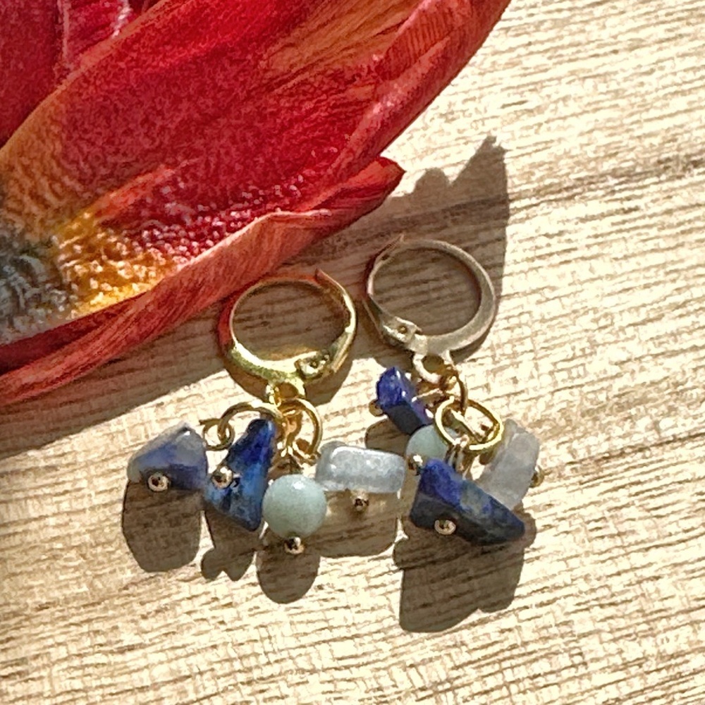 Alquimia Gold and Blue Stone Earrings